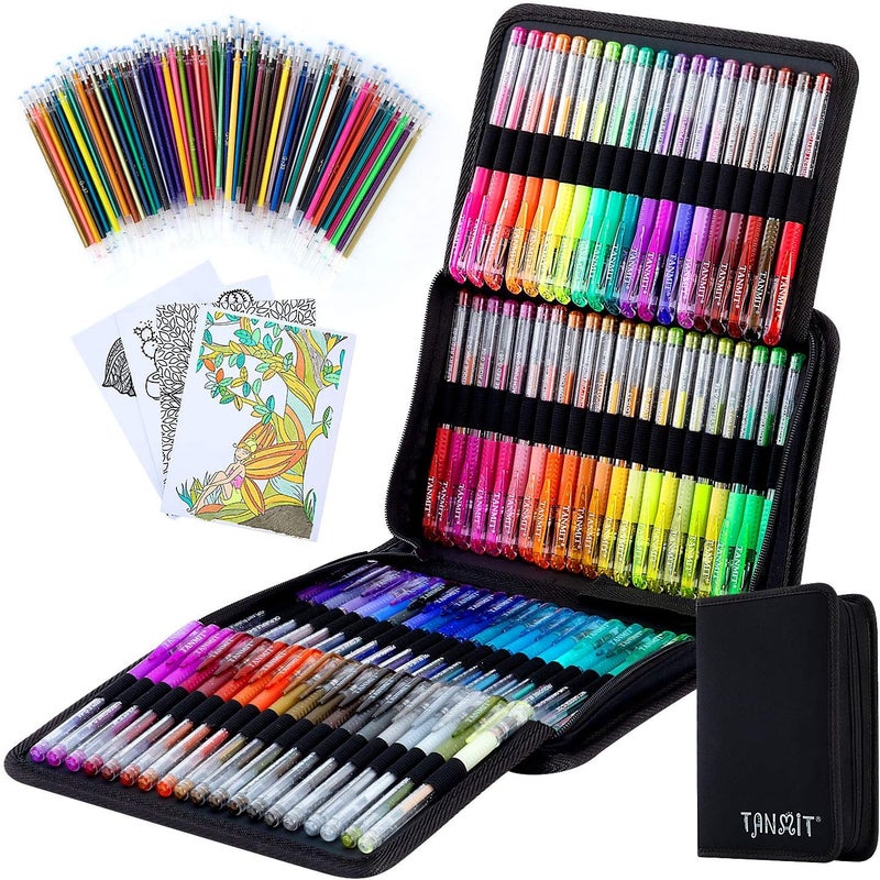 TANMIT Glitter Gel Pens, 160 Pack Glitter Pen with Case for Adults Coloring Books, Artist Colored Gel Markers with 40% More Ink for Drawing Scraobooking Writing Doodling - Image 1